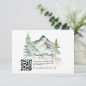 Eenvoudige Waterverf Berg QR Code Bruiloft RSVP Kaartje (Staand voorkant)