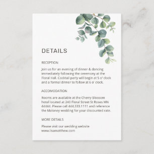 Eenvoudige waterverf blad groen wedding enclosure informatiekaartje