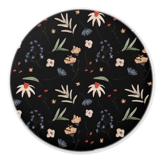 Eenvoudige waterverf bloemen 1 keramische knop (Voorkant)