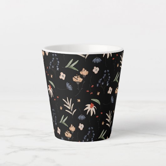 Eenvoudige waterverf bloemen 1 latte mok (Voorkant)