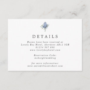 Eenvoudige Waterverf Blue Thistle Wedding Informatiekaartje