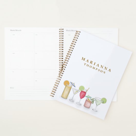 Eenvoudige Waterverf Cocktail Drinken Stijlvolle C Planner (Display)