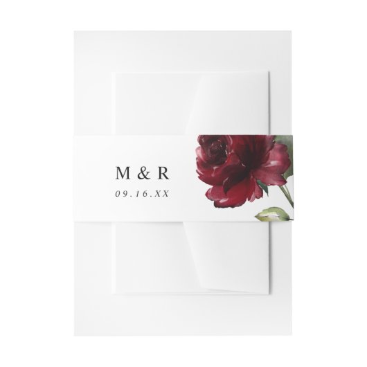 Eenvoudige Waterverf Deep Red Flower Monogram Uitnodigingen Wikkel (Voorkant Voorbeeld)