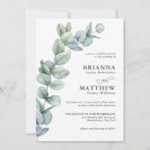 Eenvoudige Waterverf Eucalyptus Greenery Wedding Kaart (Voorkant)