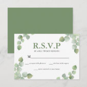 Eenvoudige Waterverf Eucalyptus Greenery Wedding RSVP Kaartje (Voorkant / Achterkant)