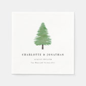 Eenvoudige Waterverf Fir Tree Woodland Wedding Servet (Voorkant)
