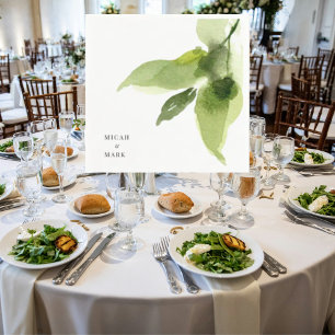 Eenvoudige Waterverf Foliage Paar Namen Bruiloft Servet