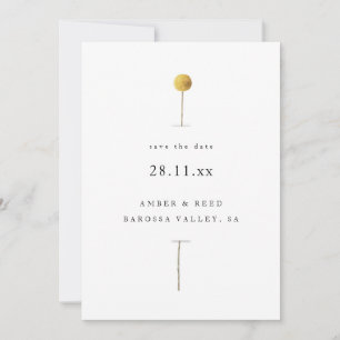 Eenvoudige Waterverf Gele Bloemstengel Minimalist Save The Date