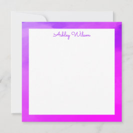 Eenvoudige waterverf gradiënt paarse handgeschreve bedankkaart