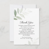 Eenvoudige Waterverf Greenery Funeral Hartelijk da Bedankkaart (Voorkant)