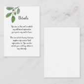 Eenvoudige Waterverf Greenery Script Wedding Detai Informatiekaartje (Voorkant / Achterkant)