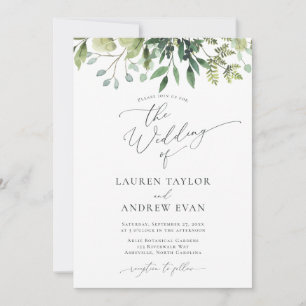 Eenvoudige Waterverf Greenery Wedding Uitnodiging