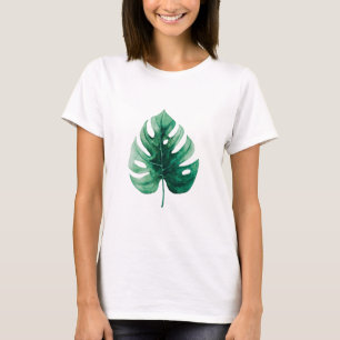Eenvoudige Waterverf Groene Monstera Illustratie T-shirt