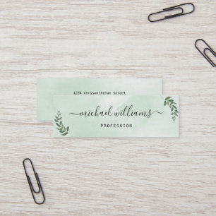 Eenvoudige waterverf groene stylist scripthandteke mini visitekaartje