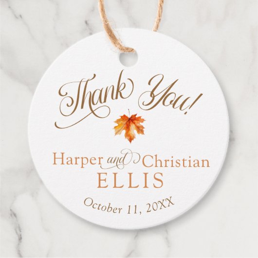 Eenvoudige Waterverf Herfst Leaf Rustieke Herfst b Bedankjes Labels (Voorkant)