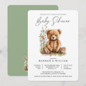 Eenvoudige Waterverf Kleine Teddibeer Baby Shower Kaart (Voorkant / Achterkant)