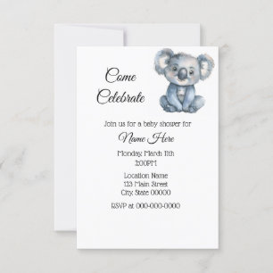 Eenvoudige Waterverf Koala Baby shower Kaart