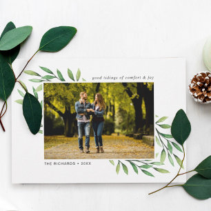 Eenvoudige Waterverf laat een moderne foto achter Feestdagenkaart