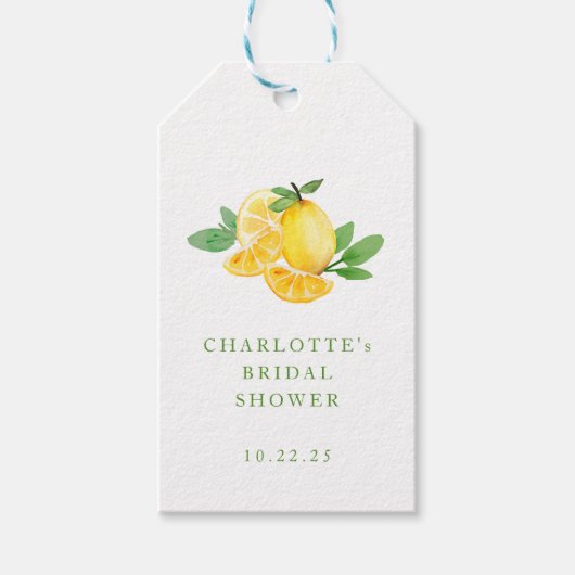 Eenvoudige Waterverf Lemon Fruit Custom Vrijgezell Cadeaulabel (Voorkant)