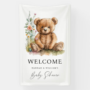 Eenvoudige Waterverf Little Teddy Bear Baby shower Spandoek