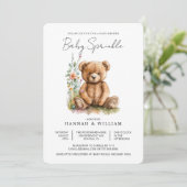 Eenvoudige Waterverf Little Teddy Bear Baby Sprink Kaart (Staand voorkant)