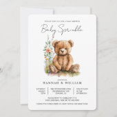 Eenvoudige Waterverf Little Teddy Bear Baby Sprink Kaart (Voorkant)