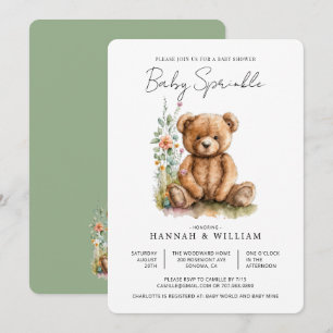 Eenvoudige Waterverf Little Teddy Bear Baby Sprink Kaart