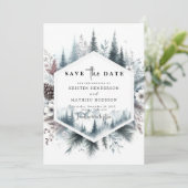 Eenvoudige Waterverf Mountain Wedding Save The Date (Staand voorkant)