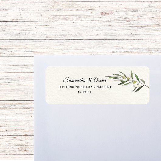 Eenvoudige Waterverf Olive Green Branch Etiket