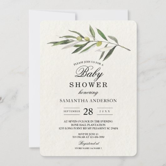 Eenvoudige Waterverf Olive Green Branch Kaart (Voorkant)