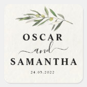 Eenvoudige Waterverf Olive Green Branch Vierkante Sticker (Voorkant)