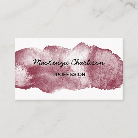 Eenvoudige Waterverf Paint Brushstroke Bourgogne Visitekaartje (Voorkant)