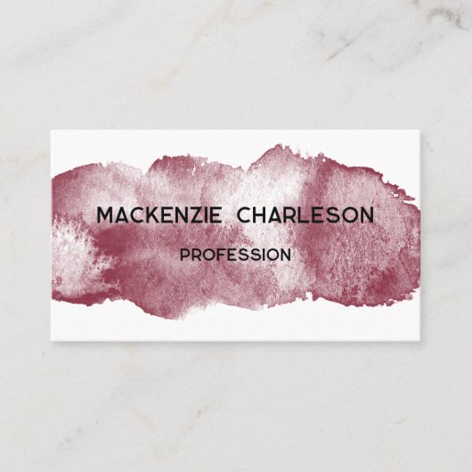 Eenvoudige Waterverf Paint Brushstroke Bourgogne Visitekaartje (Voorkant)