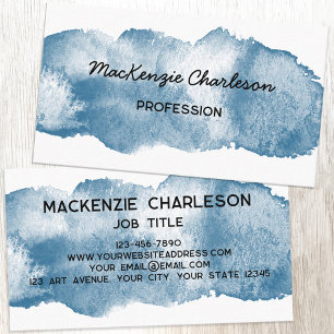Eenvoudige Waterverf Paint Brushstroke Dusty Blue Visitekaartje