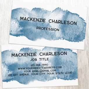 Eenvoudige Waterverf Paint Brushstroke Dusty Blue Visitekaartje
