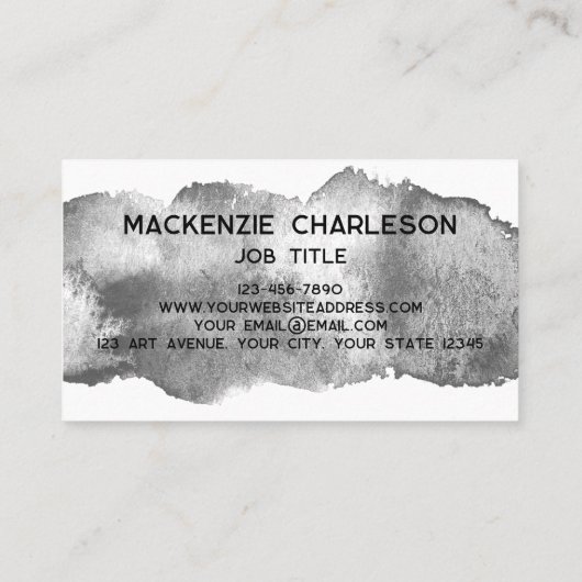 Eenvoudige Waterverf Paint Brushstroke Monotone Visitekaartje (Achterkant)