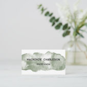 Eenvoudige Waterverf Paint Brushstroke Sage Green Visitekaartje (Staand voorkant)