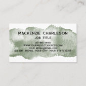 Eenvoudige Waterverf Paint Brushstroke Sage Green Visitekaartje (Achterkant)