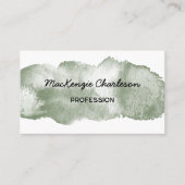 Eenvoudige Waterverf Paint Brushstroke Sage Green Visitekaartje (Voorkant)