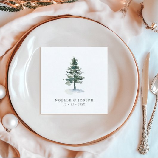 Eenvoudige Waterverf Pine Tree Wedding Servet