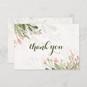 Eenvoudige Waterverf roze bloem Bedankkaart (Voorkant / Achterkant)