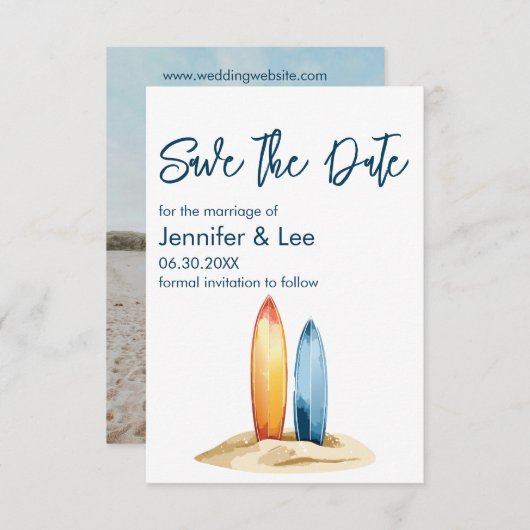 Eenvoudige Waterverf Surfboard Sla de datum Kaart (Voorkant / Achterkant)