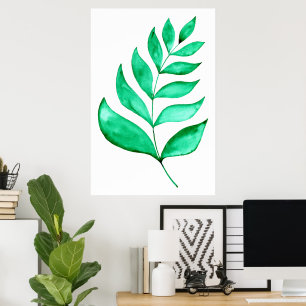 Eenvoudige waterverf tak - groen poster