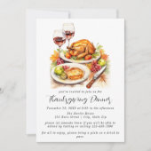 Eenvoudige Waterverf Thanksgiving Diner Kaart (Voorkant)