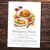 Eenvoudige Waterverf Thanksgiving Diner Kaart