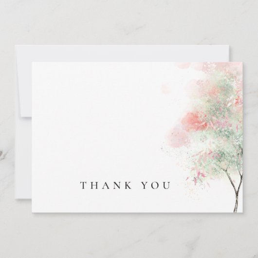 Eenvoudige Waterverf Trees begrafenis Dank u Bedankkaart (Voorkant)
