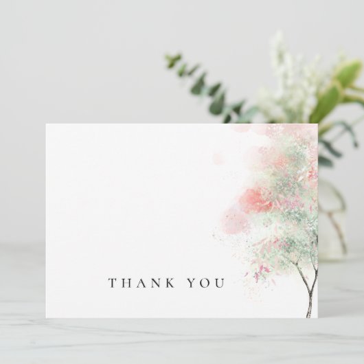 Eenvoudige Waterverf Trees begrafenis Dank u Bedankkaart (Staand voorkant)