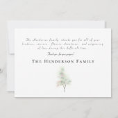 Eenvoudige Waterverf Trees begrafenis Dank u Bedankkaart (Achterkant)