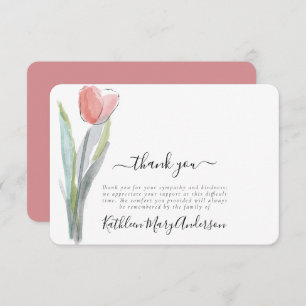 Eenvoudige Waterverf Tulip Funeral Memorial Hartel Bedankkaart