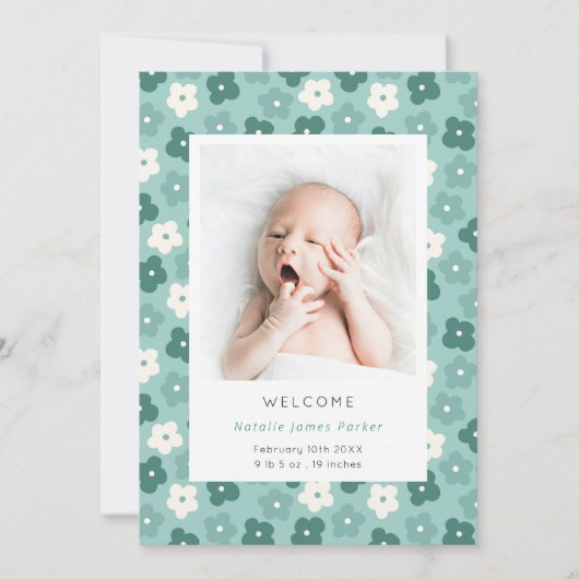 Eenvoudige Waterverf van Turquoise Floral Aankondiging (Voorkant)